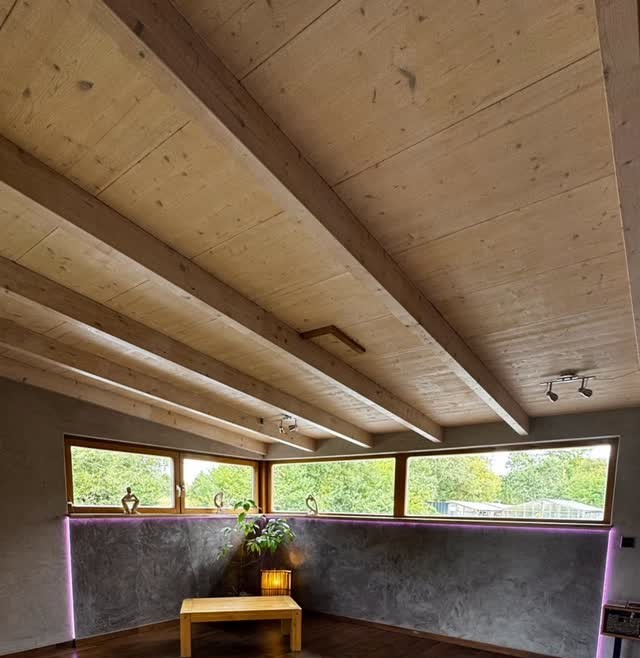 Studio with heated charcoal plaster walls